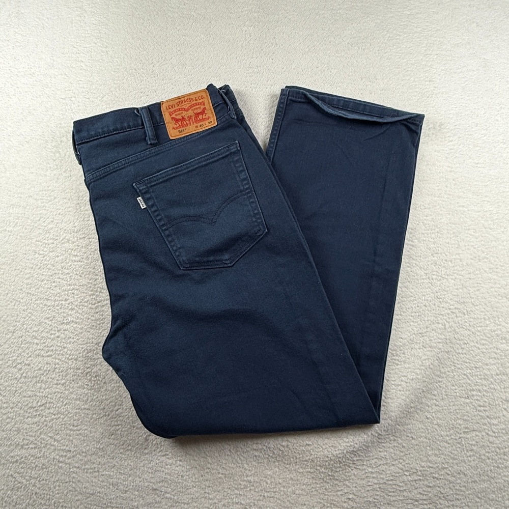 Levi's 514 Straight Fit Jeans Mens 40X30 Blue Denim Cotton‎ Stretch Dark Wash
